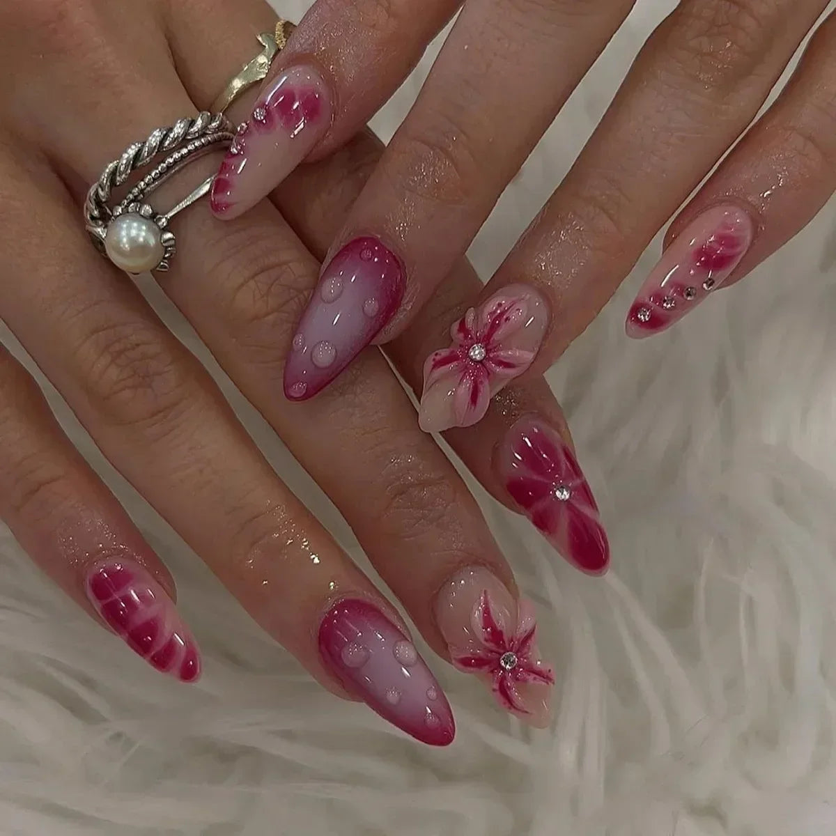 GLAMOORA Pink Butterfly Press-On Nails
