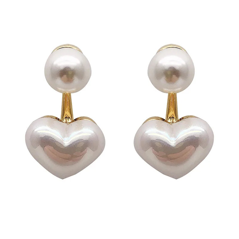 GLAMOORA Heart Pearl Drop Earrings