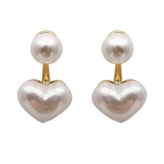 GLAMOORA Heart Pearl Drop Earrings