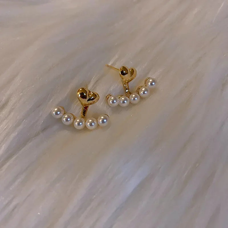 GLAMOORA Heart Pearl Drop Earrings