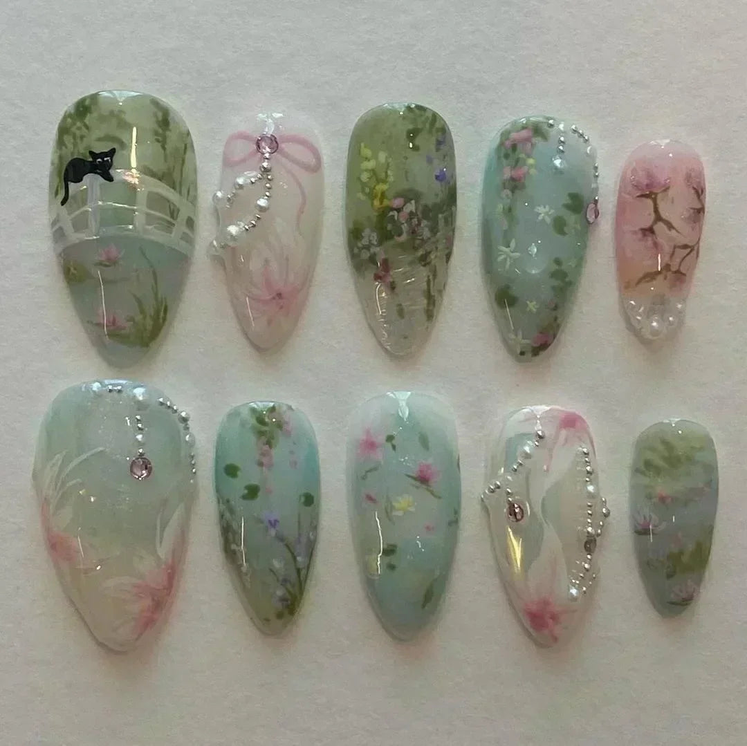 GLAMOORA Pink Butterfly Press-On Nails