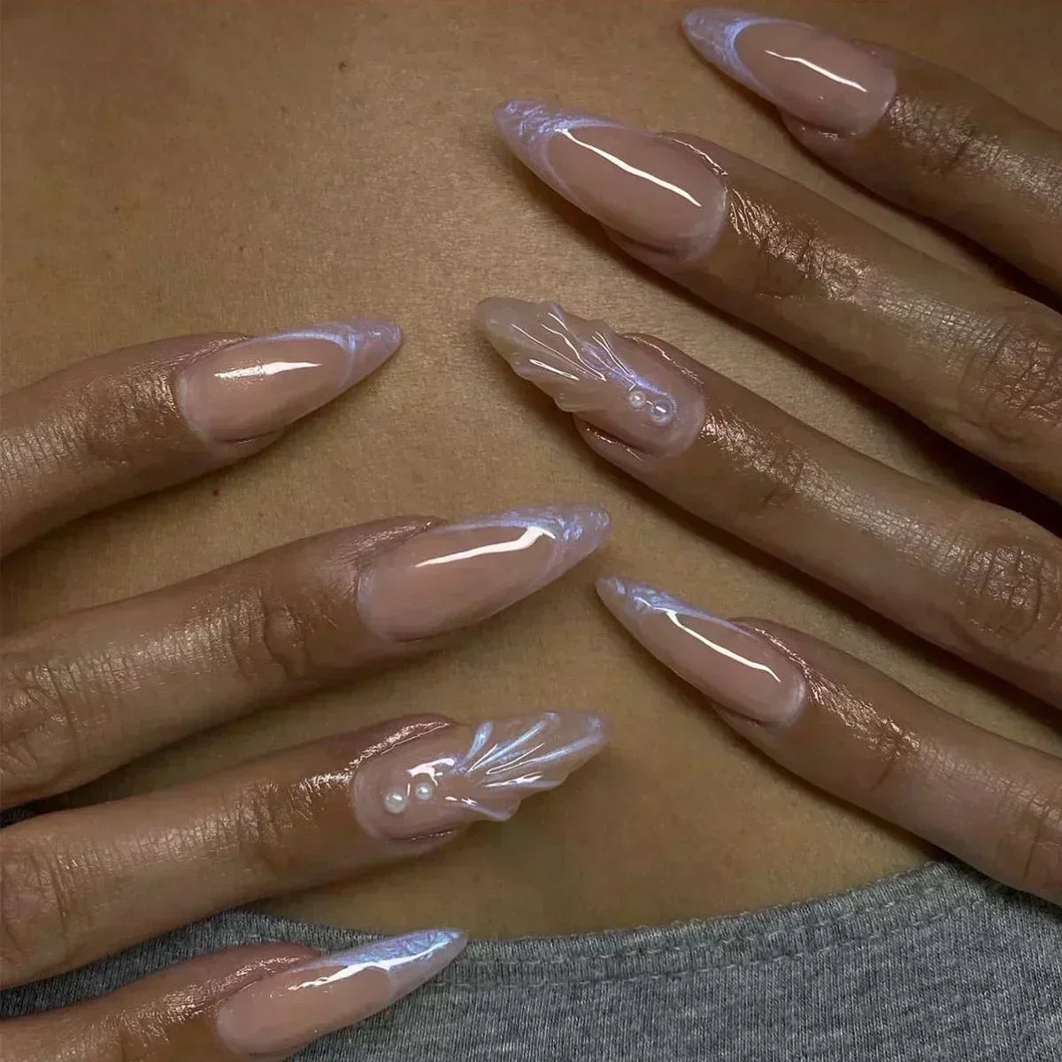GLAMOORA Pink Butterfly Press-On Nails