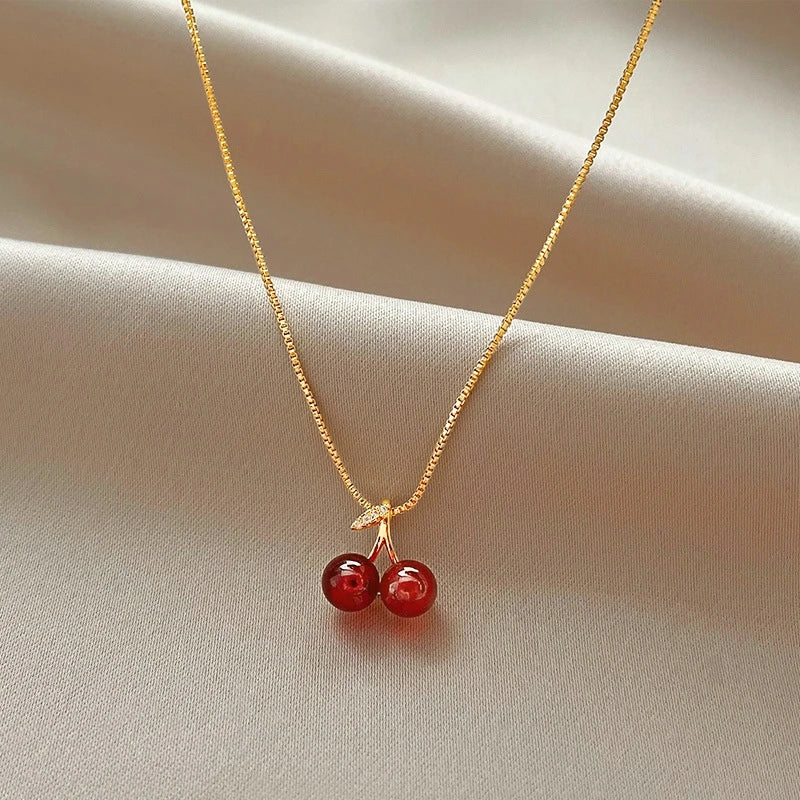 GLAMOORA Cherry Gold Pendant Necklace
