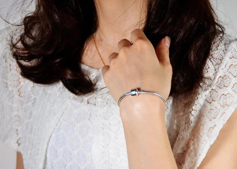 GLAMOORA Sterling Silver Snake Chain Bracelet