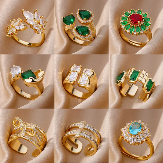 Glamoora Adjustable Colored zircon Ring for Women