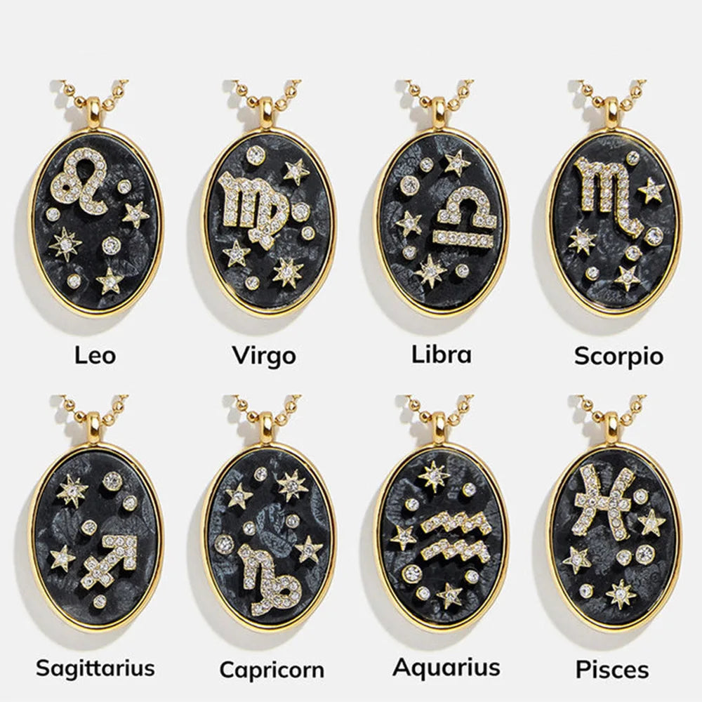 Glamoora Zodiac Sign Stainless Steel Necklaces Birthday Gift