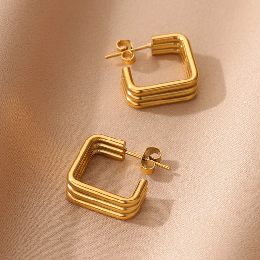 Glamoora -Gold Square Stud Earrings For Women