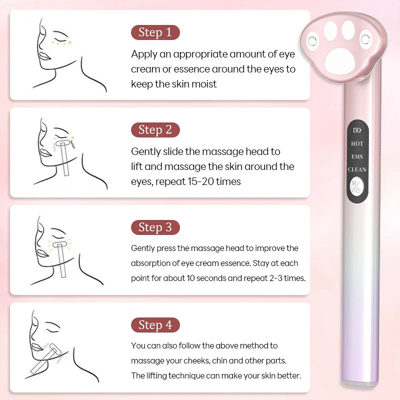 7 In 1 EMS Red Light Therapy Facial Wand Skin Tightening Anti-Aging Microcurrent Wrinkle Reduction Remove Dark Circles Beauty