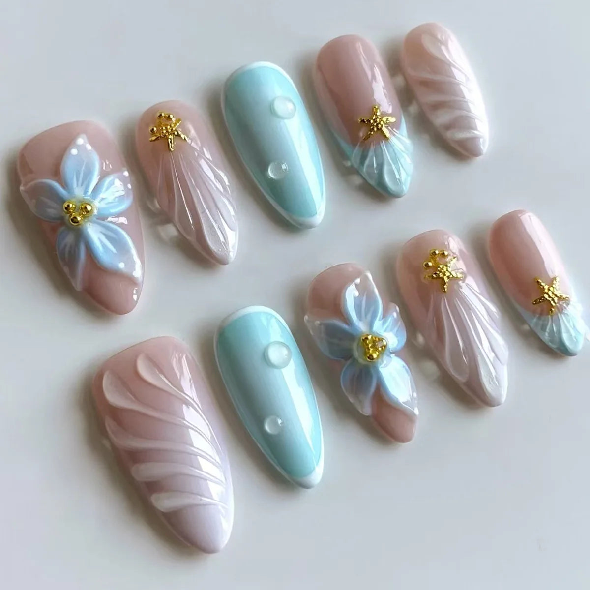 GLAMOORA Pink Butterfly Press-On Nails