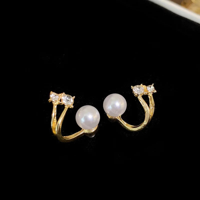 GLAMOORA Heart Pearl Drop Earrings