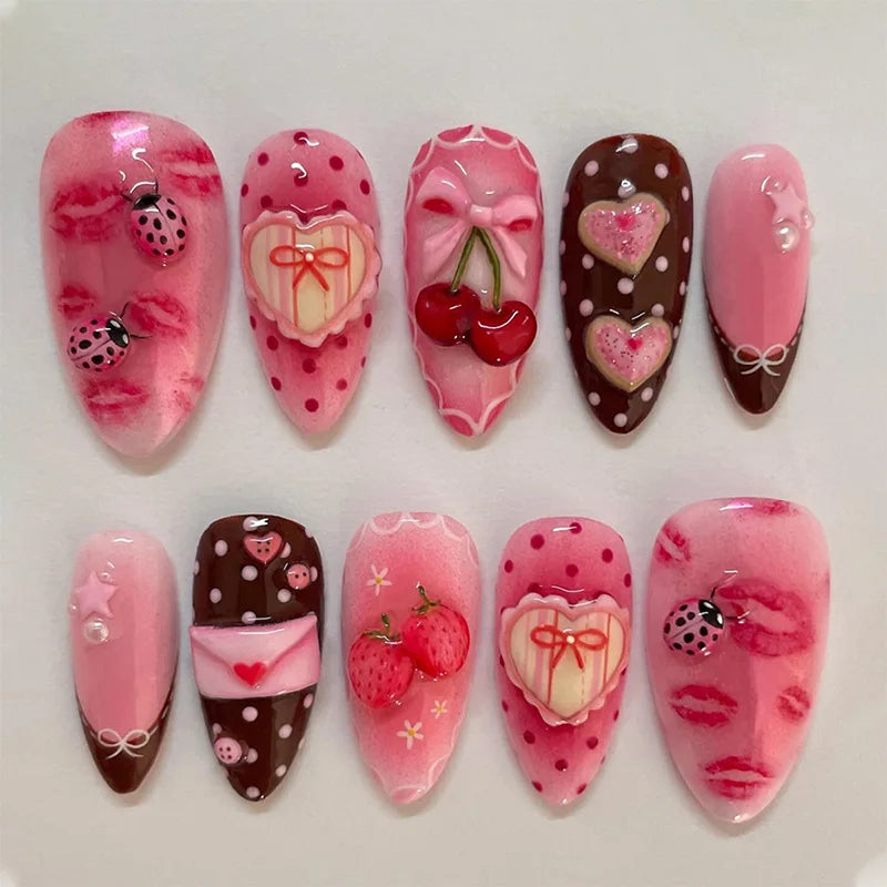 GLAMOORA Pink Butterfly Press-On Nails