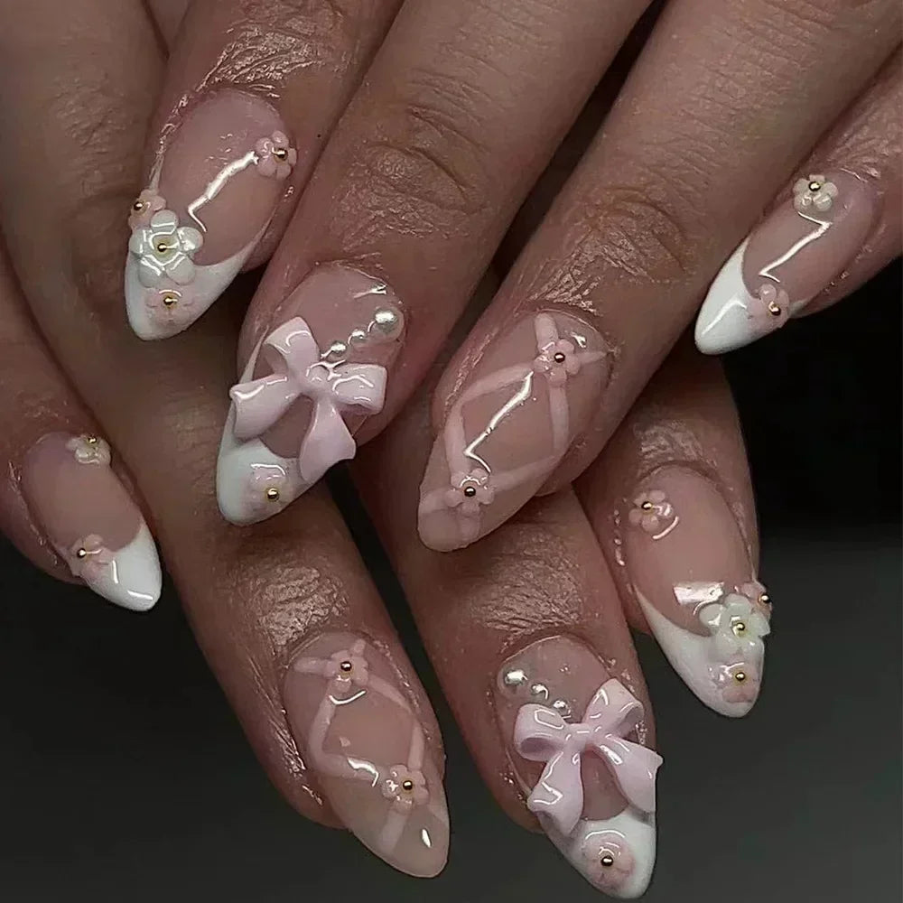 GLAMOORA Pink Butterfly Press-On Nails